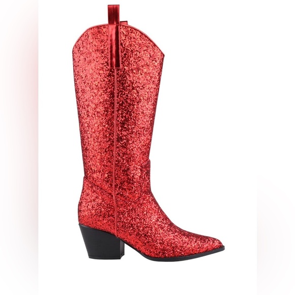 Dolls Kill Shoes - Red Sparkle Cowboy Boots NEW Women’s 5.5